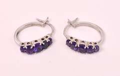 Amethyst Hoop Earrings in Sterling