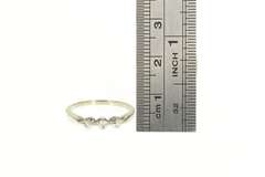 14K White Gold 1950's Three Stone Diamond Wedding Band Ring