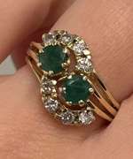 Gold Ring with Emeralds and Diamonds