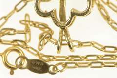 14K Yellow Gold Diamond Flower Paperclip Link Daisy Chain Necklace