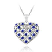 Created Blue Sapphire Heart Necklace