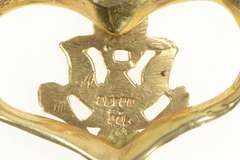 14K Yellow Gold United States Eagle Seal Heart Vintage Pendant