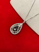 BRAND NEW 14K white gold  smokey quartz and diamond pendant and chain.