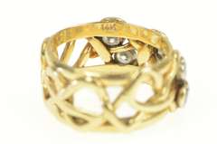14K Yellow Gold Diamond & Cubic Zirconia Artisan Vine Band Ring