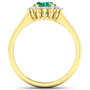 Solid 14 Kt Yellow Gold Emerald Diamond Ring