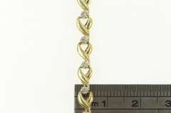 10K Yellow Gold Diamond Wavy Criss Cross Vintage Tennis Bracelet