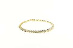 14K Yellow Gold 1.00 Ctw Diamond Zig Zag Vintage Tennis Bracelet