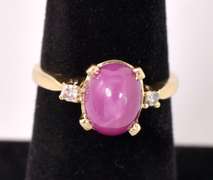 Gorgeous Star Ruby and Diamond Ring in 14K Yellow Gold