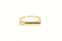 14K Yellow Gold Squared Solitaire Geometric Stackable CZ Band Ring