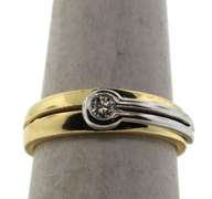 Elite 14k White and Yellow Gold Solitaire Diamond Ring