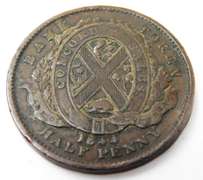 Rare 1844 Bank of Montreal 1/2 Penny Bank Token
