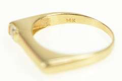 14K Yellow Gold Squared Solitaire Geometric Stackable CZ Band Ring