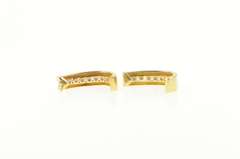 14K Yellow Gold 0.50 Ctw Classic Diamond Channel Curved Bar Earrings