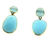 Exotic 18k Yellow Gold Aquamarine Earrings