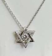 Jewish star of david Solid Sterling Silver dancing Stone pendant
