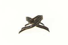 Sterling Silver Angel Wings Pave Sim. Black Diamond Rose Ring