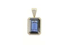 10K Yellow Gold Emerald Sim. Sapphire Diamond Encrusted Pendant