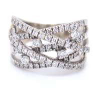 Attractive White Gold Diamond Crossover Band