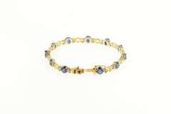 14K Yellow Gold 4.25 Ctw Sapphire Diamond Tennis Bracelet