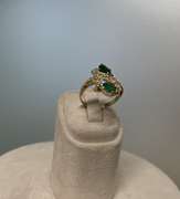 14kt Solid Yellow Gold, Emerald and Diamond Ring