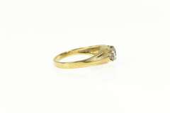 8K Yellow Gold Amethyst Cubic Zirconia Three Stone Vintage Ring