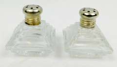 Deco Sterling & Glass Salt & Pepper Shakers