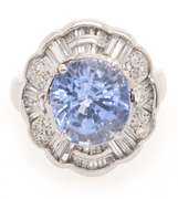 Exceptional Platinum Blue Sapphire and Diamond Cocktail Ring