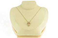 14K Yellow Gold Diamond Ornate Classic Heart Love Symbol Pendant