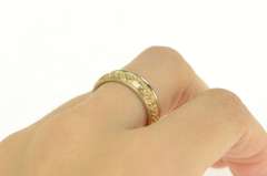 14K Yellow Gold Ornate Floral Pattern Two Tone Wedding Band Ring