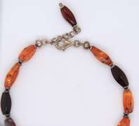 Vintage 925 Sterling Silver Amber Beads Bracelet