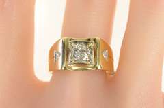 14K Yellow Gold 1.00 Ctw 1940's Diamond Square Wedding Ring
