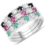 Incredible Natural Emerald Ruby & Sapphire Ring