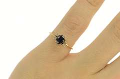 14K Yellow Gold Natural Oval Sapphire Diamond Engagement Ring