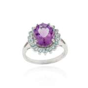 Sterling Silver Amethyst and Blue Topaz Ring