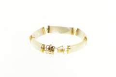 14K Yellow Gold Carved Mother of Pearl Curved Bar Bracelet