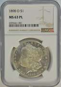 Choice Prooflike BU 1898-O Morgan Silver Dollar. NGC MS63PL