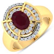 Men's 14 Kt Gold Ct Natural Ruby & Diamond Ring