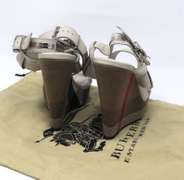Burberry Goldfinch Check Wedge Sandal in White Color