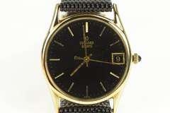 14K Concord Quartz Date Leather Band Vintage Men's Watch