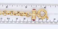 Charming Yellow Gold Rolo Chain Link Toggle Ruby Bracelet