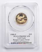 PR69DCAM 1988-P $10 American 1/4 Oz Gold Eagle Reagan Legacy Sign PCGS