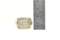 14K Yellow Gold 1.25 Ctw Men's Diamond Squared Halo Cluster Ring