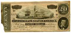 1864 $20 Confederate Currency Note