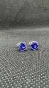 PAIR OF AUTHENTIC BLUE TANZANITE SOLITAIRE STUDS