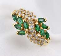 Gorgeous Emerald & Diamond Cluster Ring
