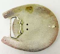 Big Silverplate Horseshoe & Mexico Flag Belt Buckle