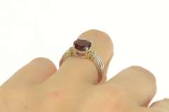 10K White Gold 2.50 Ct Round Garnet Solitaire Two Tone Ring