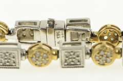 14K Yellow Gold 1.00 Ctw Diamond Two Tone Geometric Tennis Bracelet