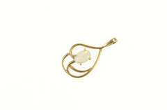 14K Yellow Gold Oval Natural Opal Swirl Classic Statement Pendant