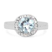 Stunning Rhodium Plated Natural 2.35 Ct Sky Blue Topaz Ring